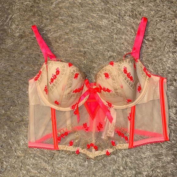 Embroidered Hearts Vs Dream Angels Heart Embroidery Corset Top Bra! - Picture 4 of 9